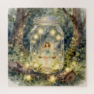 Enchanted Fairy in a Jar in a Magical Forest Legpuzzel