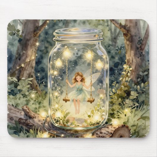 Enchanted Fairy in a Jar in a Magical Forest Muismat (Voorkant)