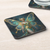 Enchanted Fairy in Gold and Turquoise  Bier Onderzetter (Linkerzijde)