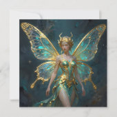 Enchanted Fairy in Gold and Turquoise Blank Kaart (Voorkant)