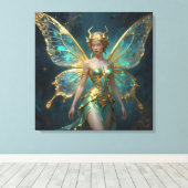 Enchanted Fairy in Gold and Turquoise Canvas Afdruk (Insitu (Houten vloer))
