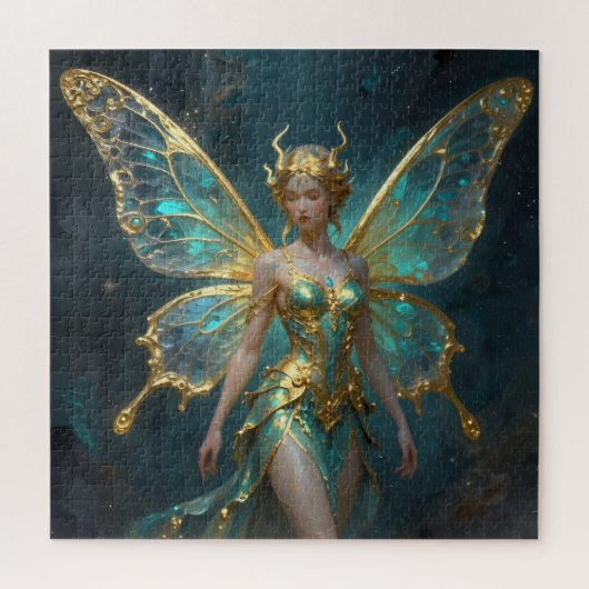 Enchanted Fairy in Gold and Turquoise  Legpuzzel (Verticaal)