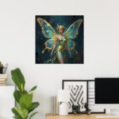 Enchanted Fairy in Gold and Turquoise  Poster (Thuiskantoor)