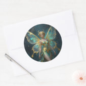 Enchanted Fairy in Gold and Turquoise  Ronde Sticker (Envelop)