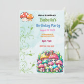 Enchanted Fairy Mushroom Verjaardag uitnodiging (Staand voorkant)