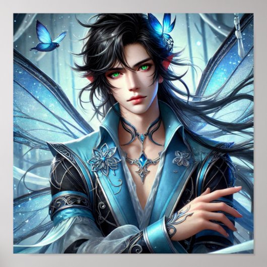 Enchanted Fairy Prince with Emerald Eyes Poster (Voorkant)