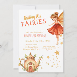 Enchanted Fairy Tea Garden Birthday Party Kaart