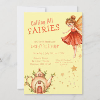 Enchanted Fairy Tea Garden Birthday Party Kaart