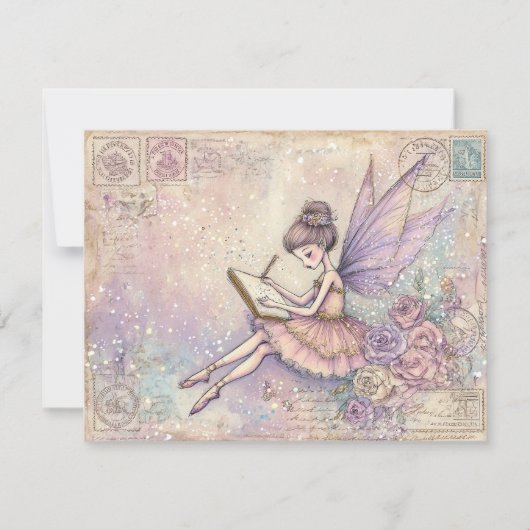 Enchanted fairytale Fairy Flat Holiday Card Feestdagenkaart (Voorkant)