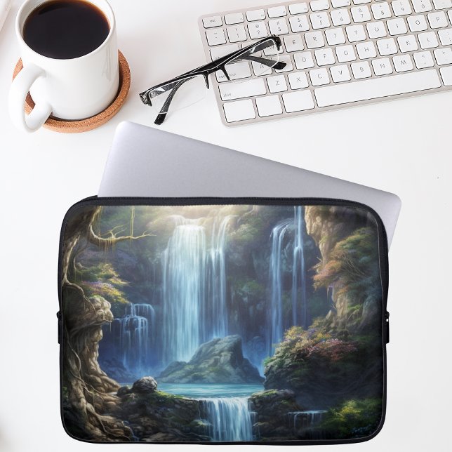 Enchanted Fantasy Waterfall Dreamscape  Laptop Sleeve (Creator heeft geüpload)