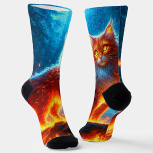 Enchanted Fire Feline Sokken