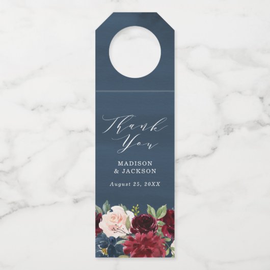 Enchanted Floral | Aangepaste bruiloft Flessenhanger (Voorkant)