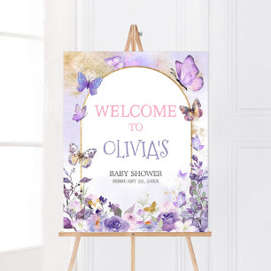 Enchanted Floral Butterfly Baby shower Welkom Poster