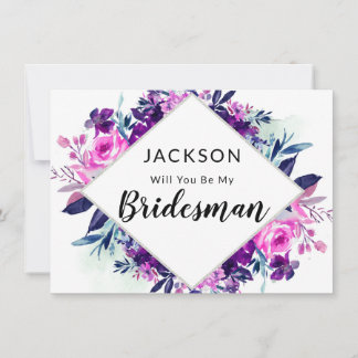 Enchanted Floral Violet Bridesman proposal Kaart