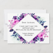 Enchanted Floral Violet Bridesman proposal Kaart (Achterkant)