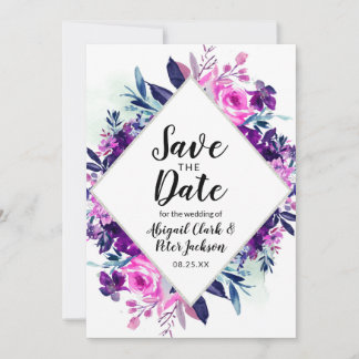 Enchanted Floral Violet Waterverf Diamond Chic Save The Date