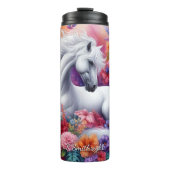 Enchanted Floral White Horse Dream Thermosbeker (Voorkant)