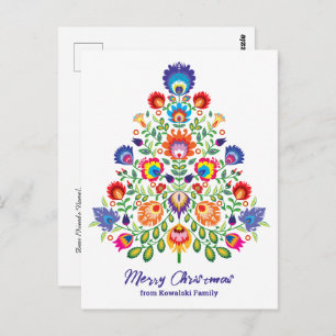 Enchanted Florals: Een Yuletide Tapestry van Folkl Briefkaart