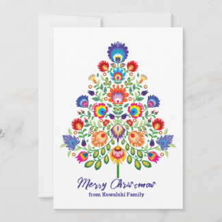 Enchanted Florals: Een Yuletide Tapestry van Folkl Feestdagenkaart