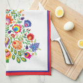 Enchanted Florals: Een Yuletide Tapestry van Folkl Theedoek (Quarter Fold)