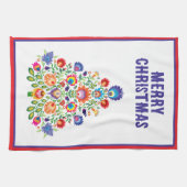 Enchanted Florals: Een Yuletide Tapestry van Folkl Theedoek (Horizontaal)