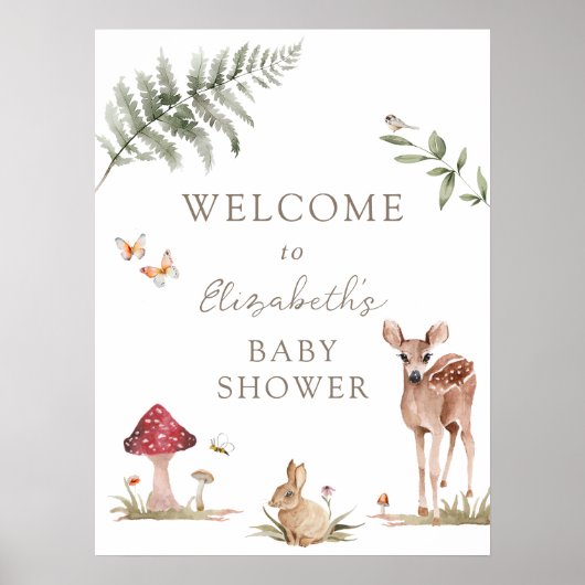 Enchanted Forest Animals Baby shower Welkom Poster (Voorkant)