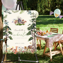 Enchanted Forest Animals Cream Verjaardag Welkom