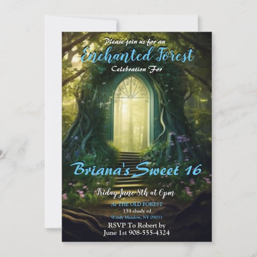 Enchanted Forest Archway Sweet 16 Invitation (Devant)