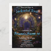 Enchanted Forest Archway Sweet 16 Invitations (Devant / Derrière)