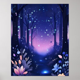 Enchanted Forest BLAUW PAARSE THEMA Poster