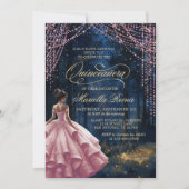 Enchanted Forest Blush Pink Quinceañera Kaart (Voorkant)