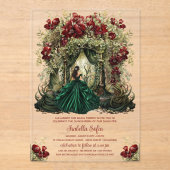 Enchanted Forest Bourgondië Bloemen Acryl Uitnodigingen (Voorkant)