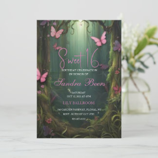 Enchanted Forest Butterfly Sweet 16 uitnodigingen