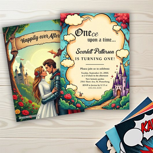 Enchanted Forest Castle Fairytale 1st Birthday Kaart