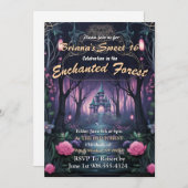 Enchanted Forest Castle Sweet 16 Invitations (Devant / Derrière)