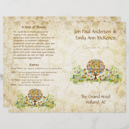 Enchanted Forest Circle of Love Wedding Programme (Devant / Derrière)