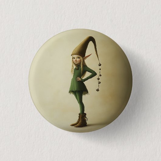 Enchanted Forest Elf Ronde Button 3,2 Cm (Voorkant)