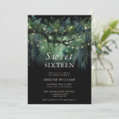 Enchanted Forest Emerald Floral Fairy Sweet 16 Kaart (Staand voorkant)