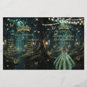 Enchanted Forest Emerald Green Quinceanera-program