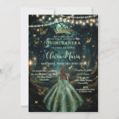 Enchanted Forest Emerald Groene Jurk Quinceañera Kaart (Voorkant)