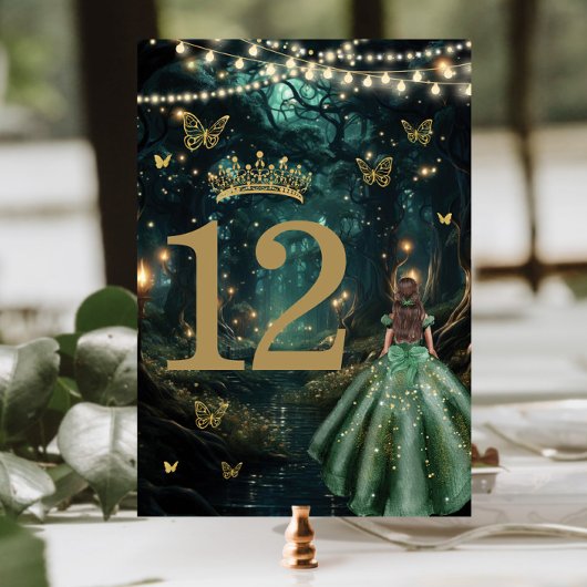 Enchanted Forest Emerald Groene Jurk Quinceañera Kaart