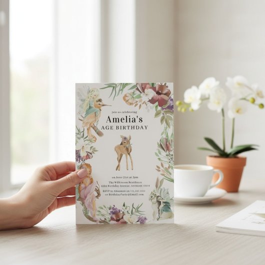 Enchanted Forest Fairy Birthday Party Invite Kaart
