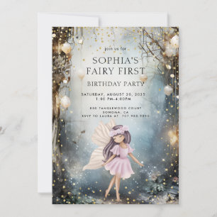 Enchanted Forest Fairy Eerste Meisje 1e Verjaardag Kaart