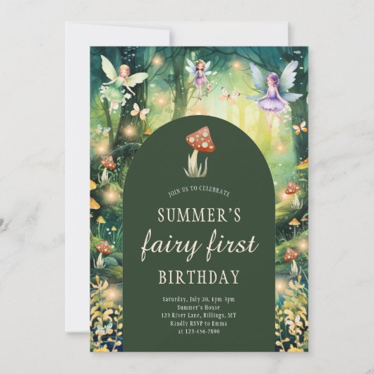 Enchanted Forest Fairy Eerste Meisje Verjaardagsfe Kaart (Voorkant)