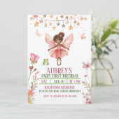 Enchanted Forest Fairy Eerste Verjaardag Uitnodigi Kaart (Staand voorkant)