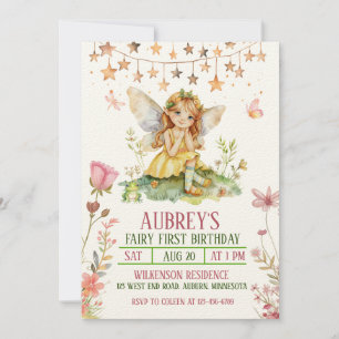Enchanted Forest Fairy Eerste Verjaardag Uitnodigi Kaart