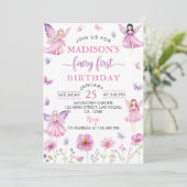 Enchanted Forest Fairy First Floral Birthday Kaart (Staand voorkant)