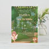 Enchanted Forest Fairy verjaardagsuitnodiging Kaart (Staand voorkant)
