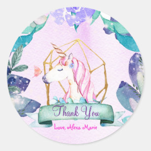 Enchanted Forest Fantasy Magical Unicorn Party Ronde Sticker