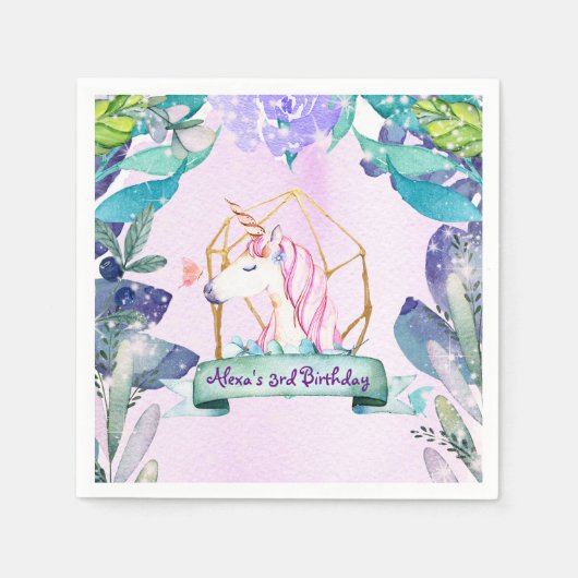 Enchanted Forest Fantasy Magical Unicorn Party Servetten (Voorkant)
